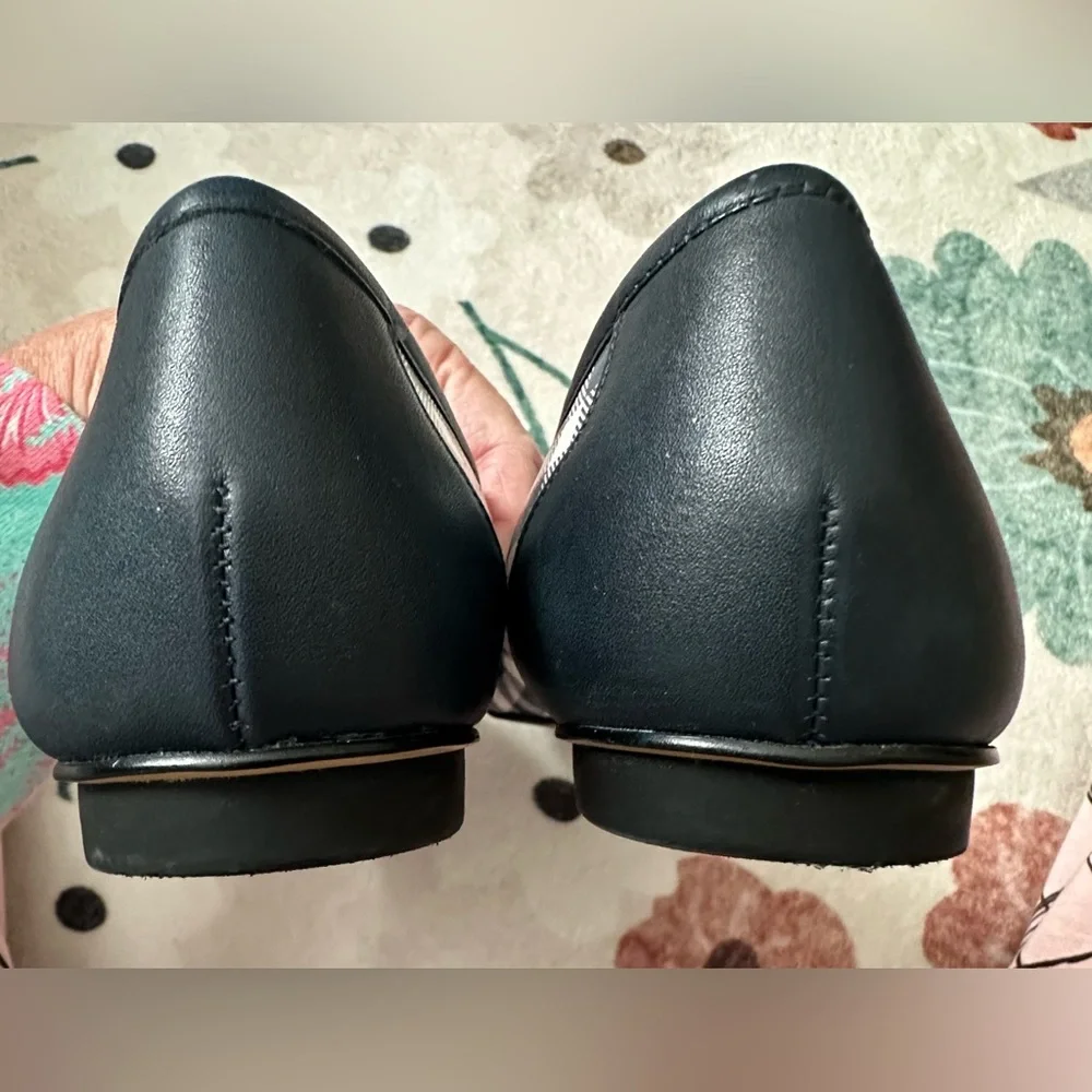 Donald Pliner Deedee Navy Gingham Slip On Calf Leather Loafers Flats Women 7.5 M